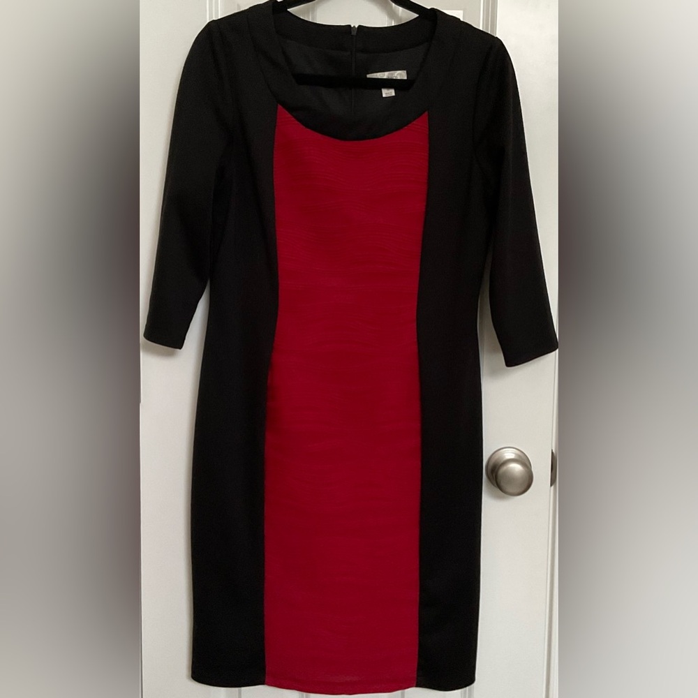 Dress Barn Black and Red Long Sleeve Dress